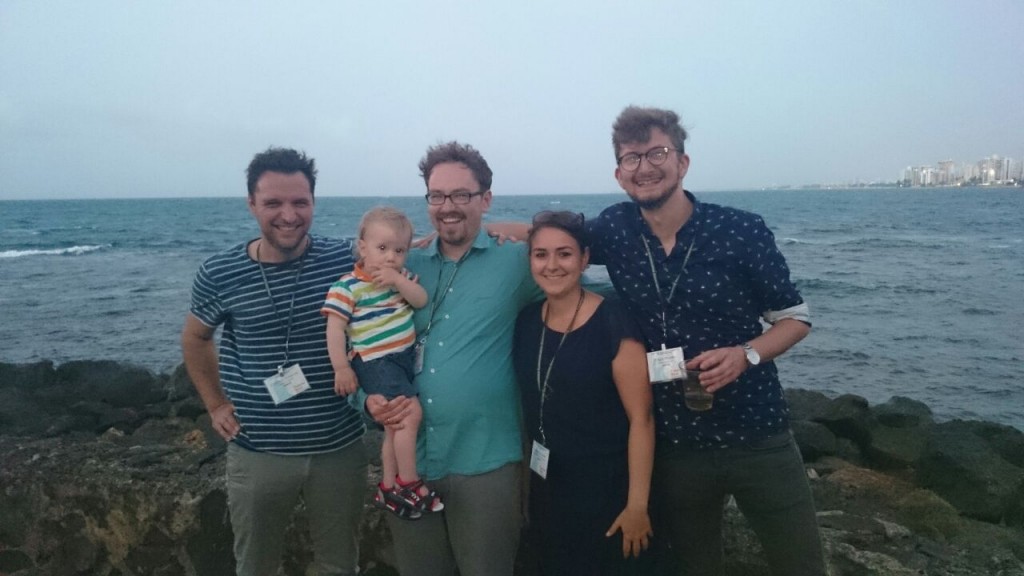 Das DySCo-Team auf der ICA-Konferenz in San Juan (v.l.): Christian Schemer, Lehrstuhlbaby Constantin, Stefan Geiß, Svenja Schäfer, Philipp Müller.